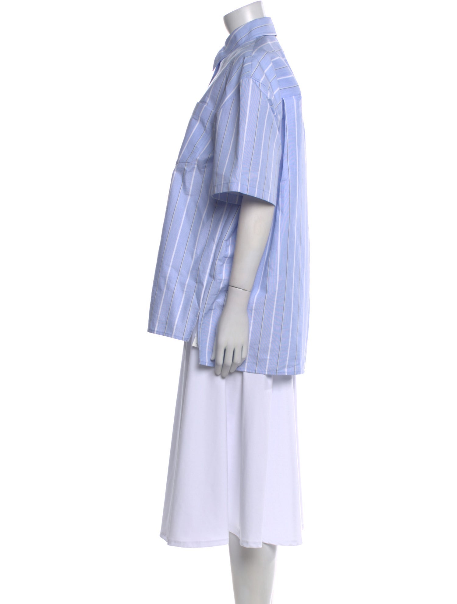 System Striped Short Sleeve Button-Up Top