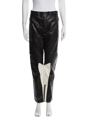 Pre-owned System Leather Straight Leg Pants In Black