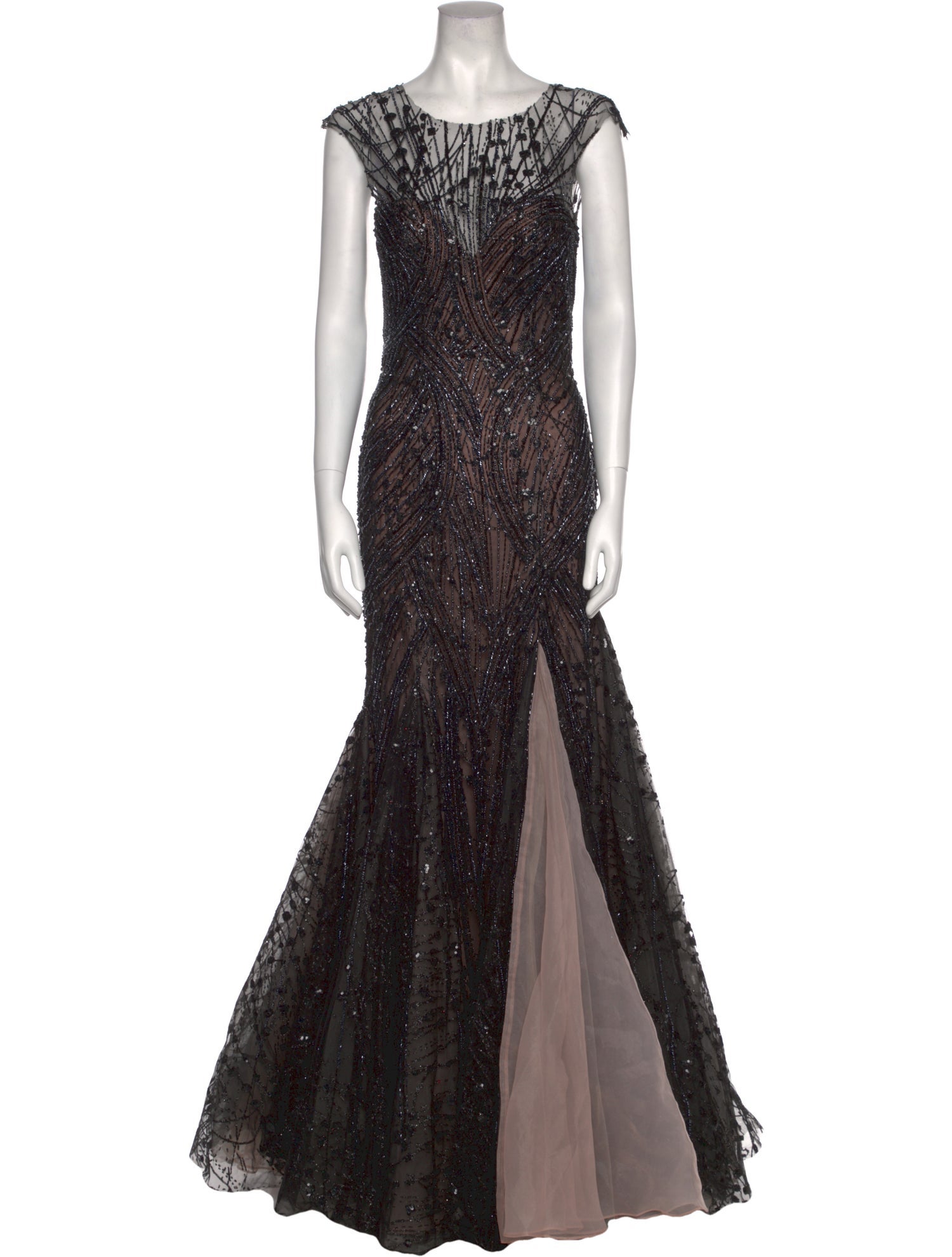 Stephen Yearick Lace Pattern Long Dress