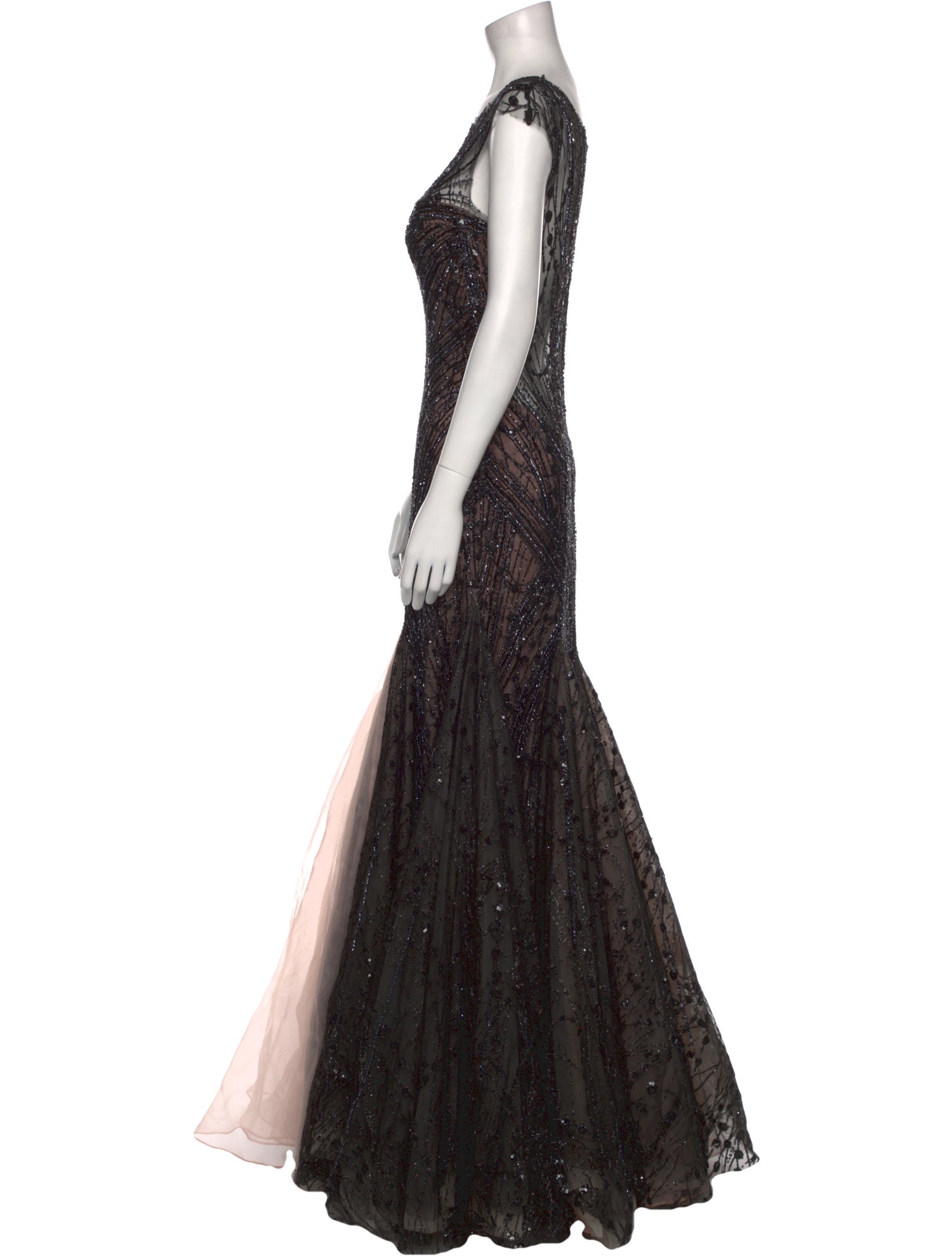 Stephen Yearick Lace Pattern Long Dress