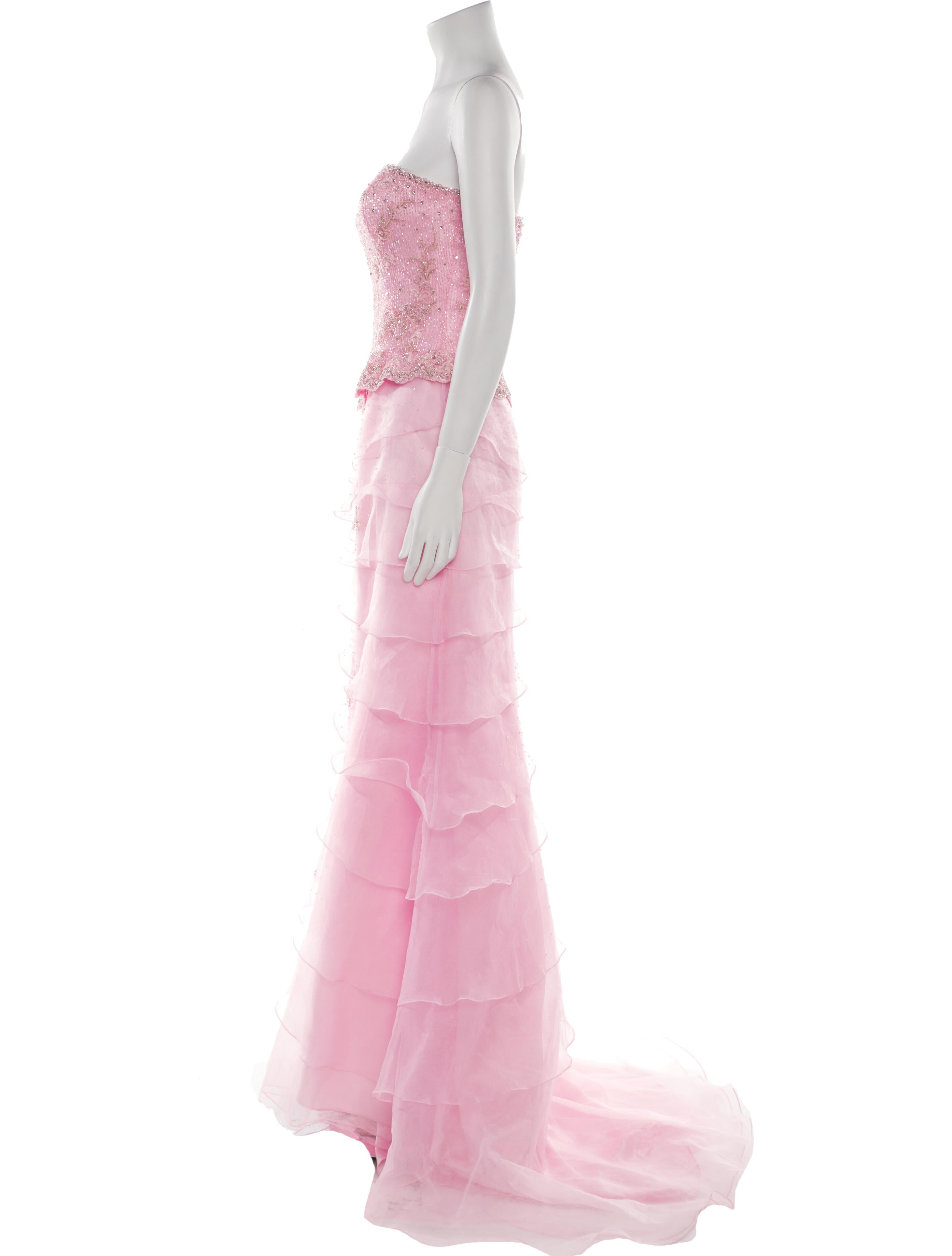 Stephen Yearick Lace Pattern Long Dress