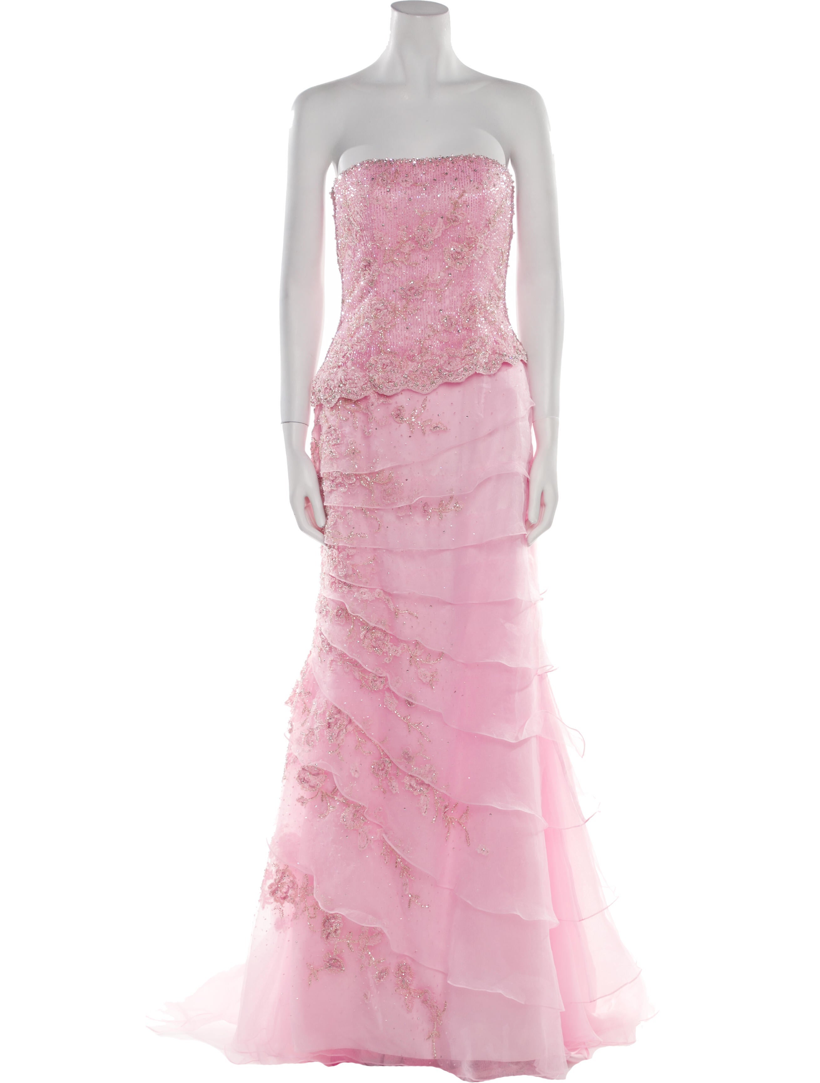 Stephen Yearick Lace Pattern Long Dress