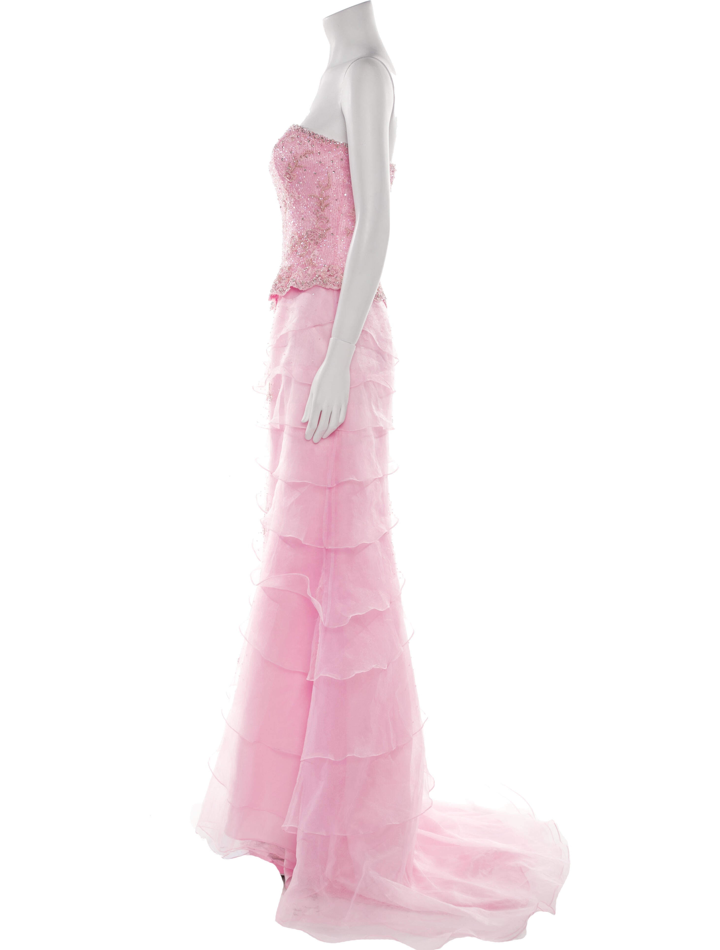 Stephen Yearick Lace Pattern Long Dress