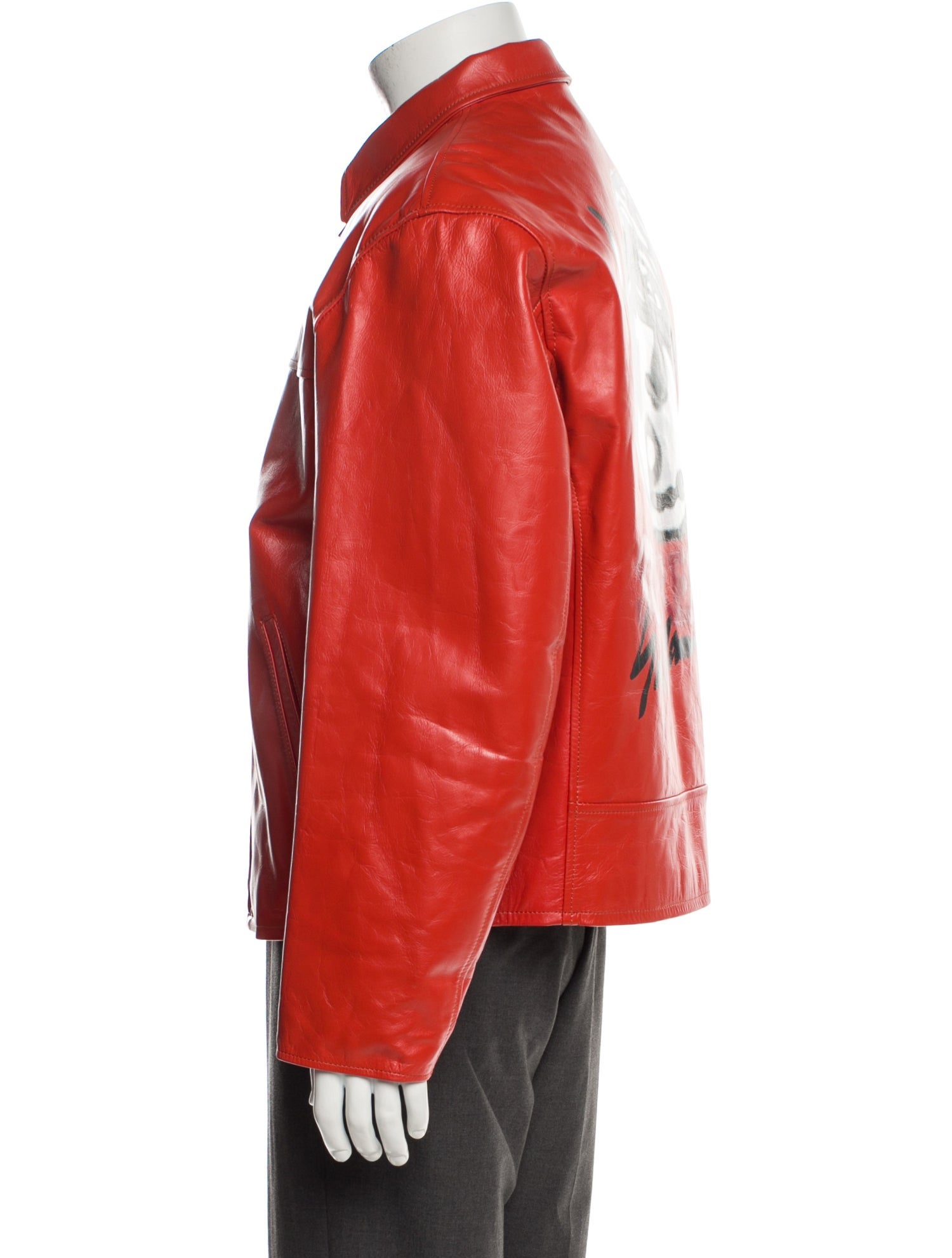 Supreme x Yohji Yamamoto 2020 Leather Moto Jacket - Red Outerwear