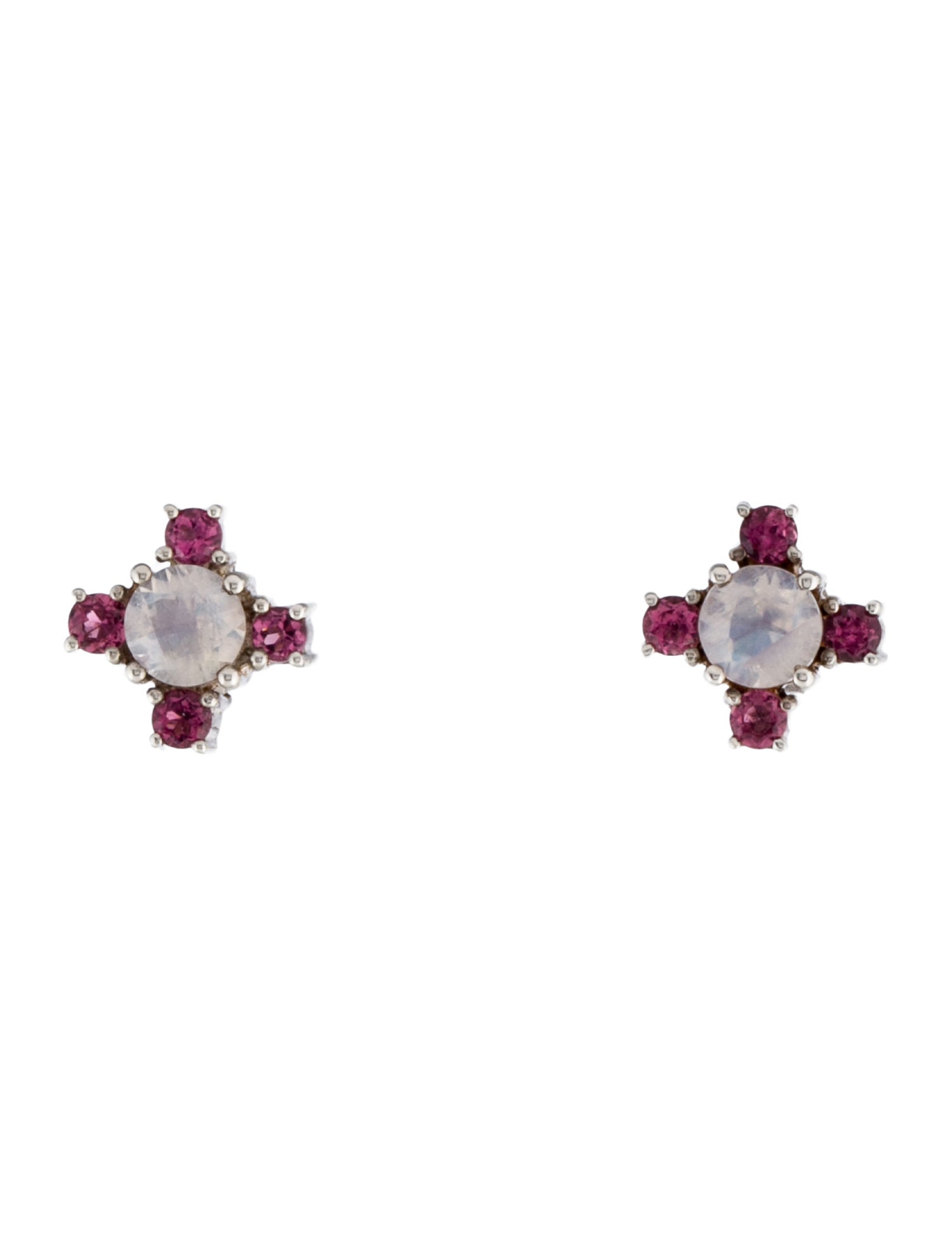 Suzanne Felsen Moonstone Labradorite & Tourmaline Stud Earrings