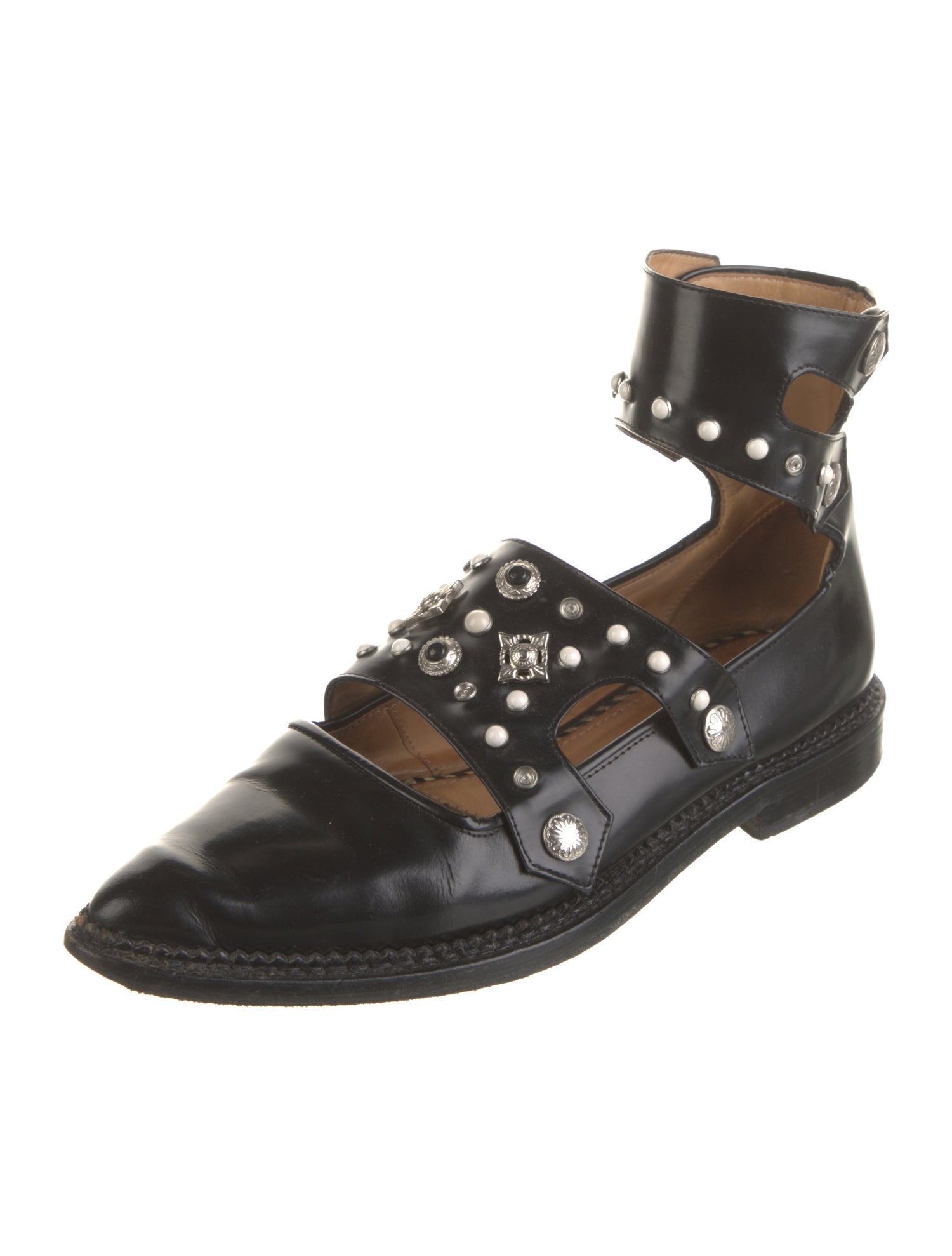 Toga Leather Studded Accents Mary Jane Flats