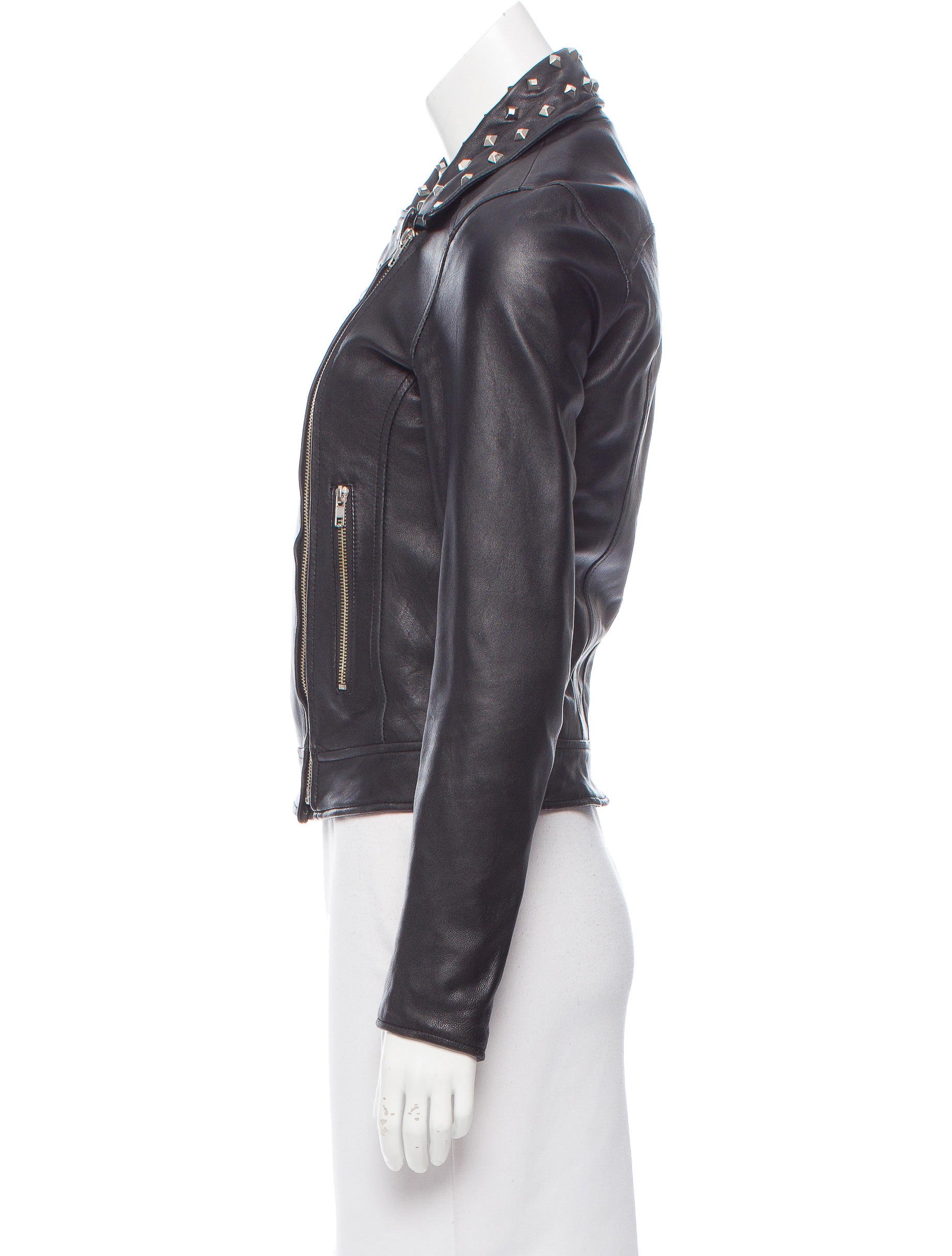 Torn by Ronny Kobo Leather Embellished Jacket Black Jackets, Clothing