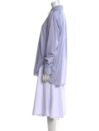 The Beatles X Stella McCartney Striped Mock Neck Button-Up Top