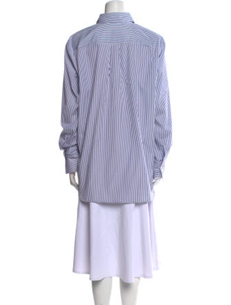 The Beatles X Stella McCartney Striped Mock Neck Button-Up Top