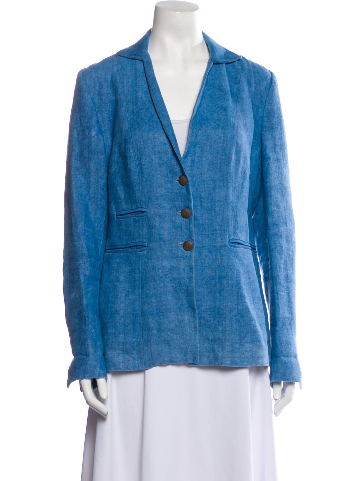 T.ba Linen V-Neck Button-Up Top