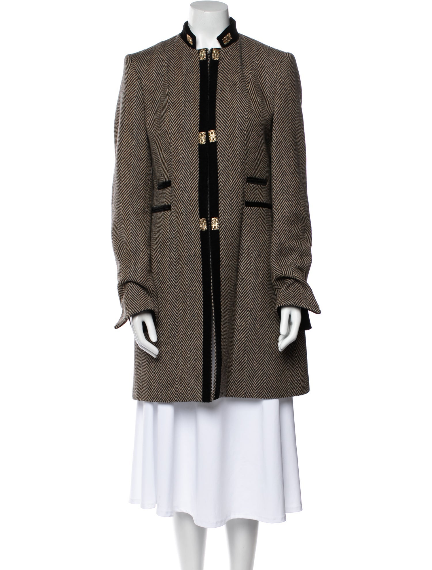T.ba Wool Colorblock Pattern Coat