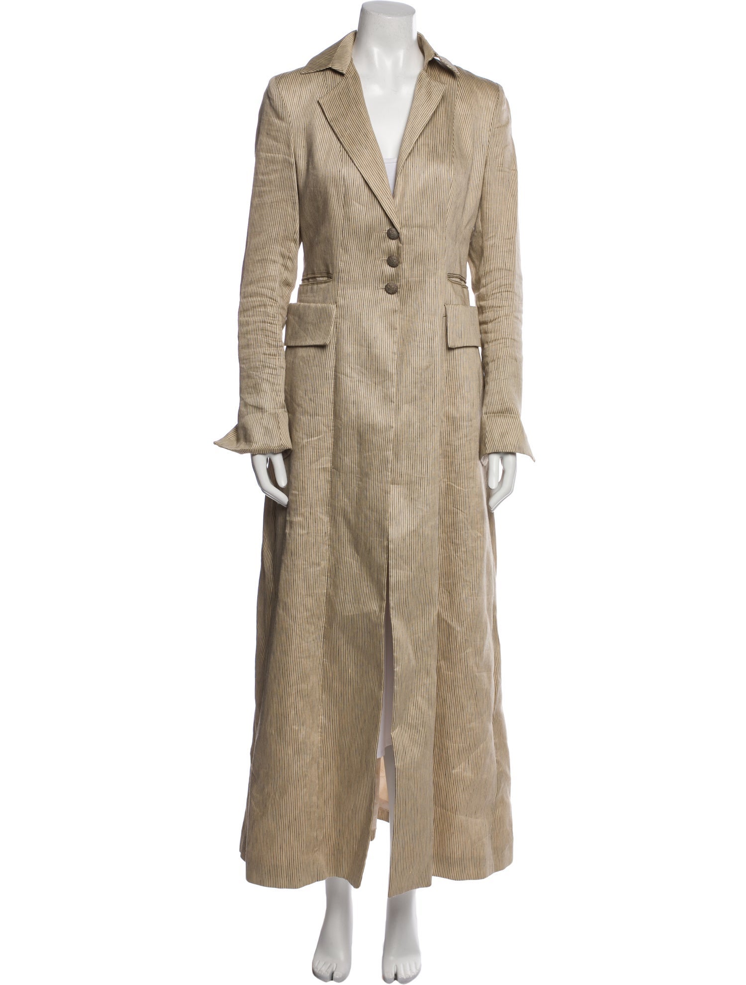T.ba Linen Striped Fur Coat