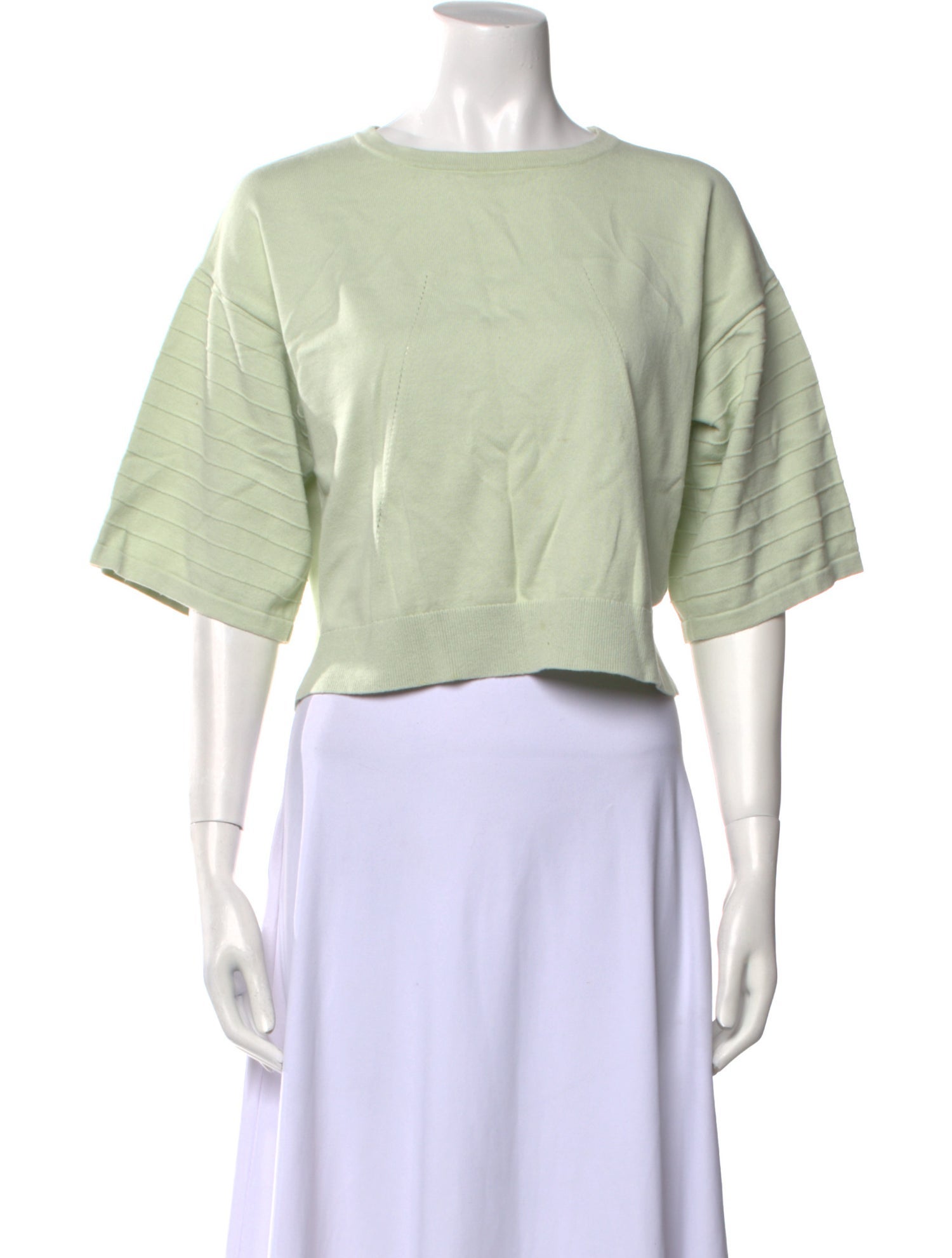 Tabula Rasa Crew Neck Three-Quarter Sleeve Crop Top