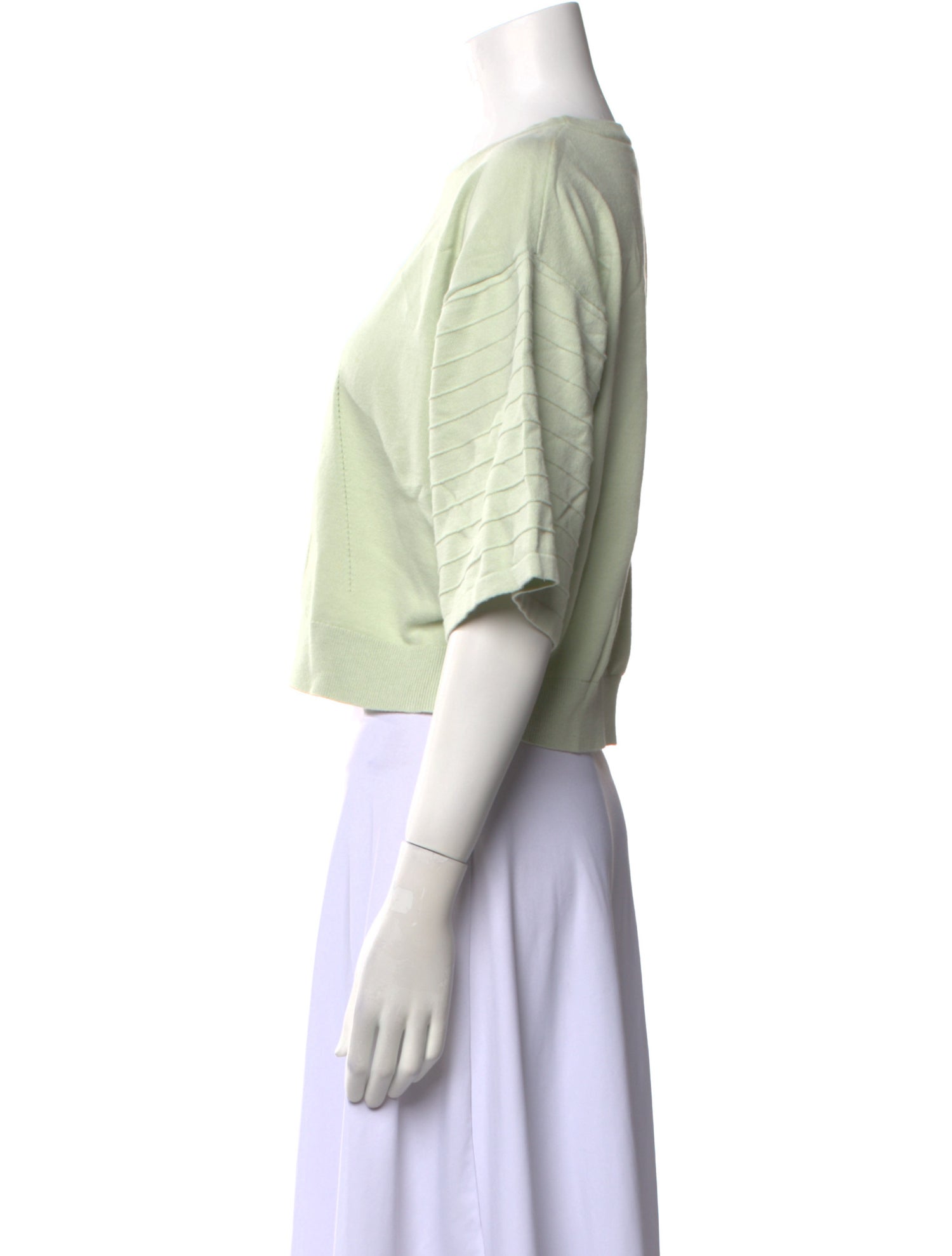 Tabula Rasa Crew Neck Three-Quarter Sleeve Crop Top