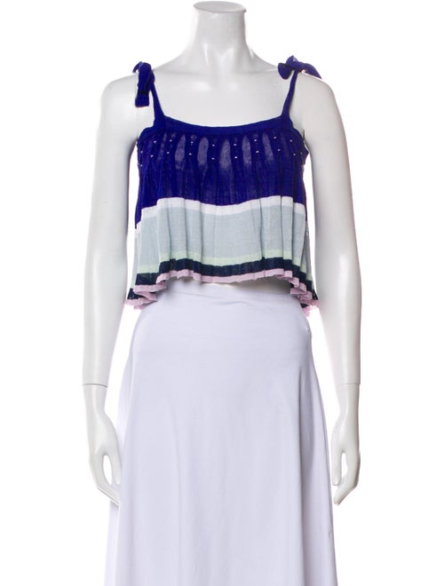 Tabula Rasa Linen Colorblock Pattern Crop Top