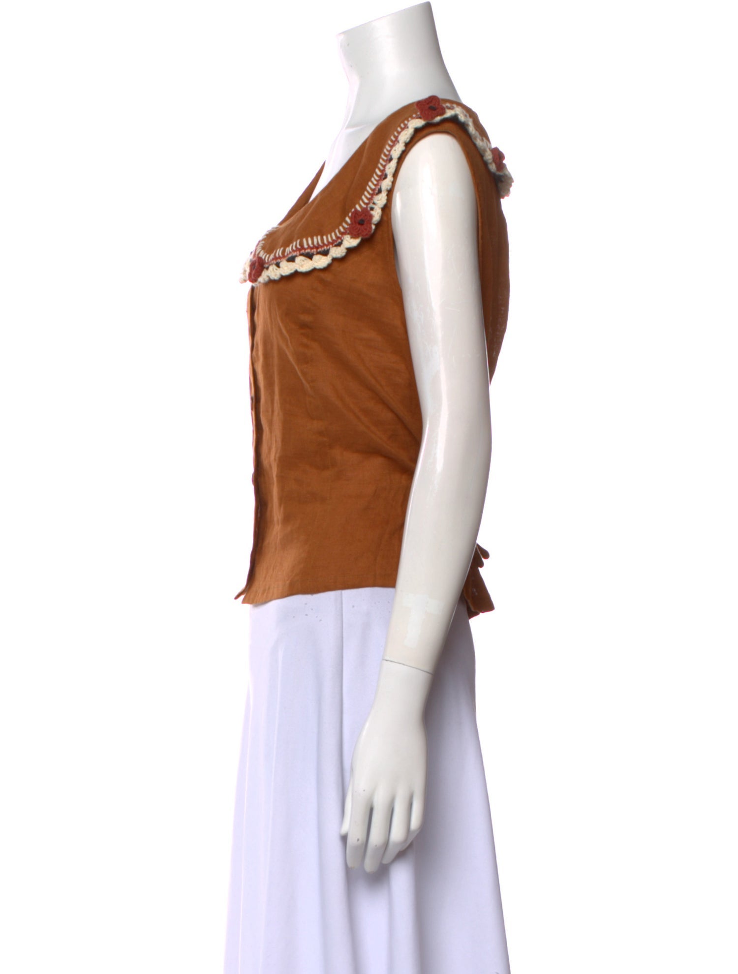 Tach Clothing Linen Scoop Neck Crop Top w/ Tags