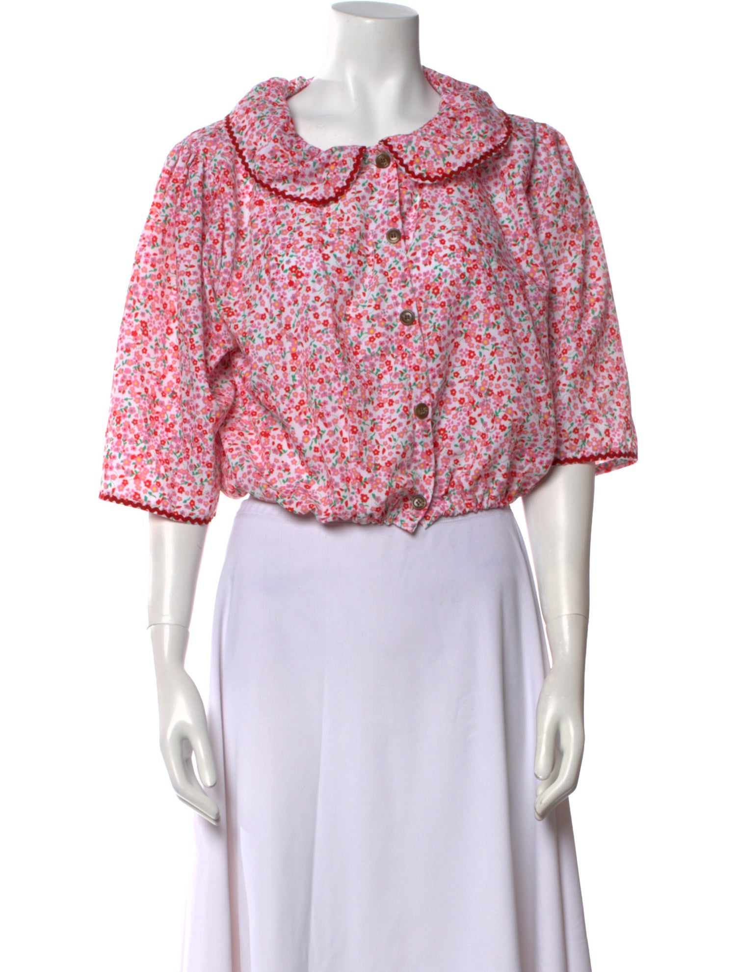 Tach Clothing Floral Print Three-Quarter Sleeve Crop Top