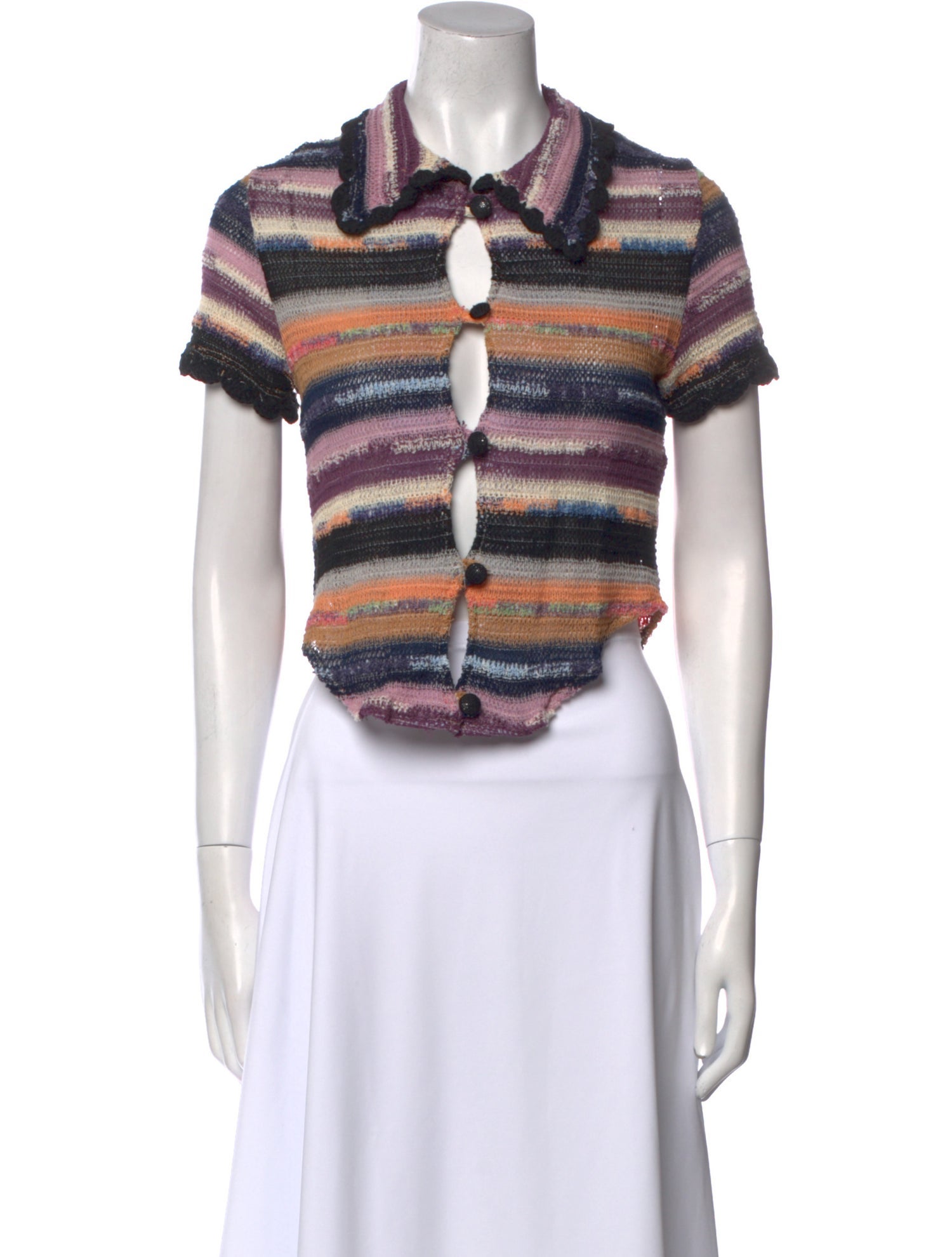 Tach Clothing Striped Short Sleeve Crop Top