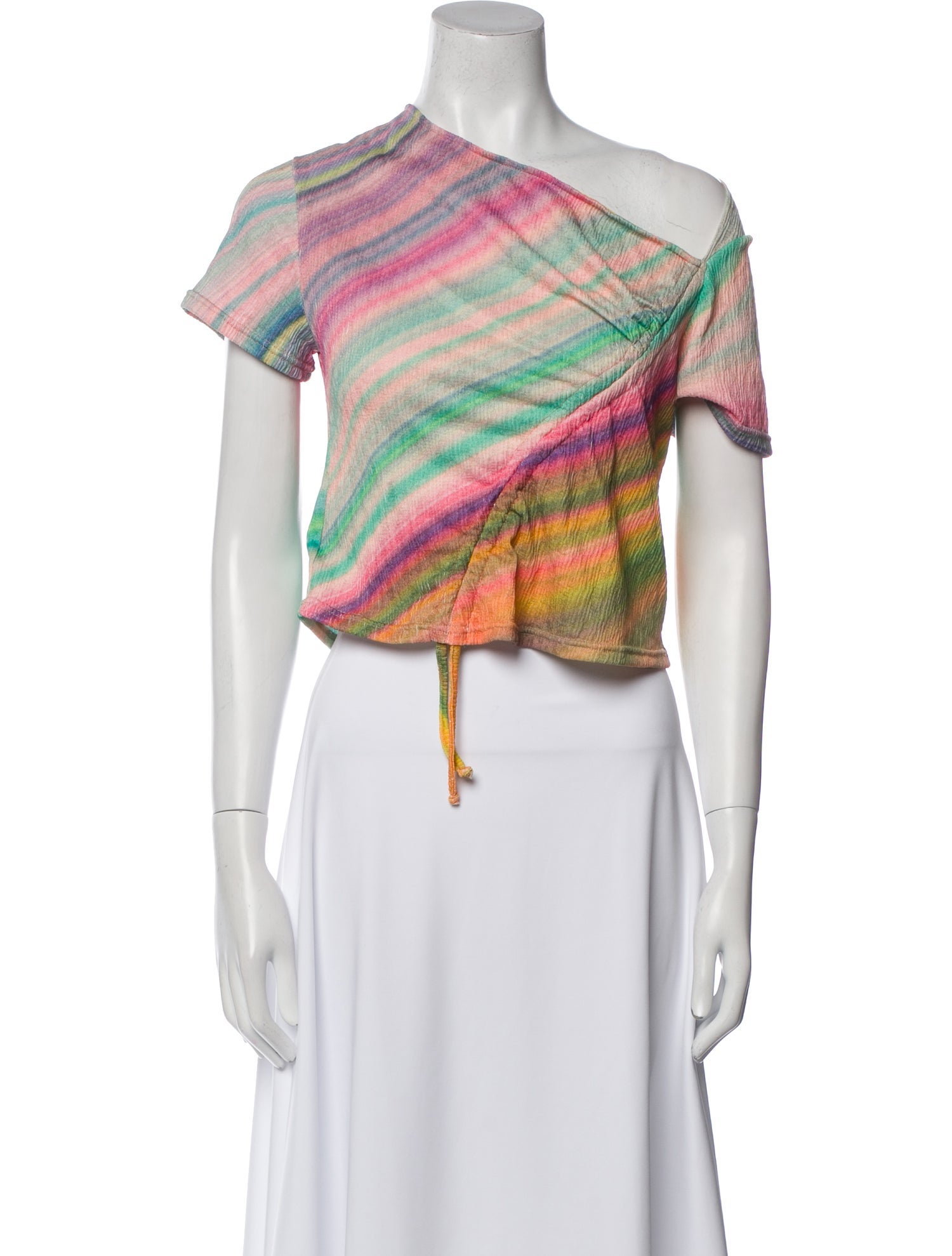 Tach Clothing Striped One-Shoulder Crop Top