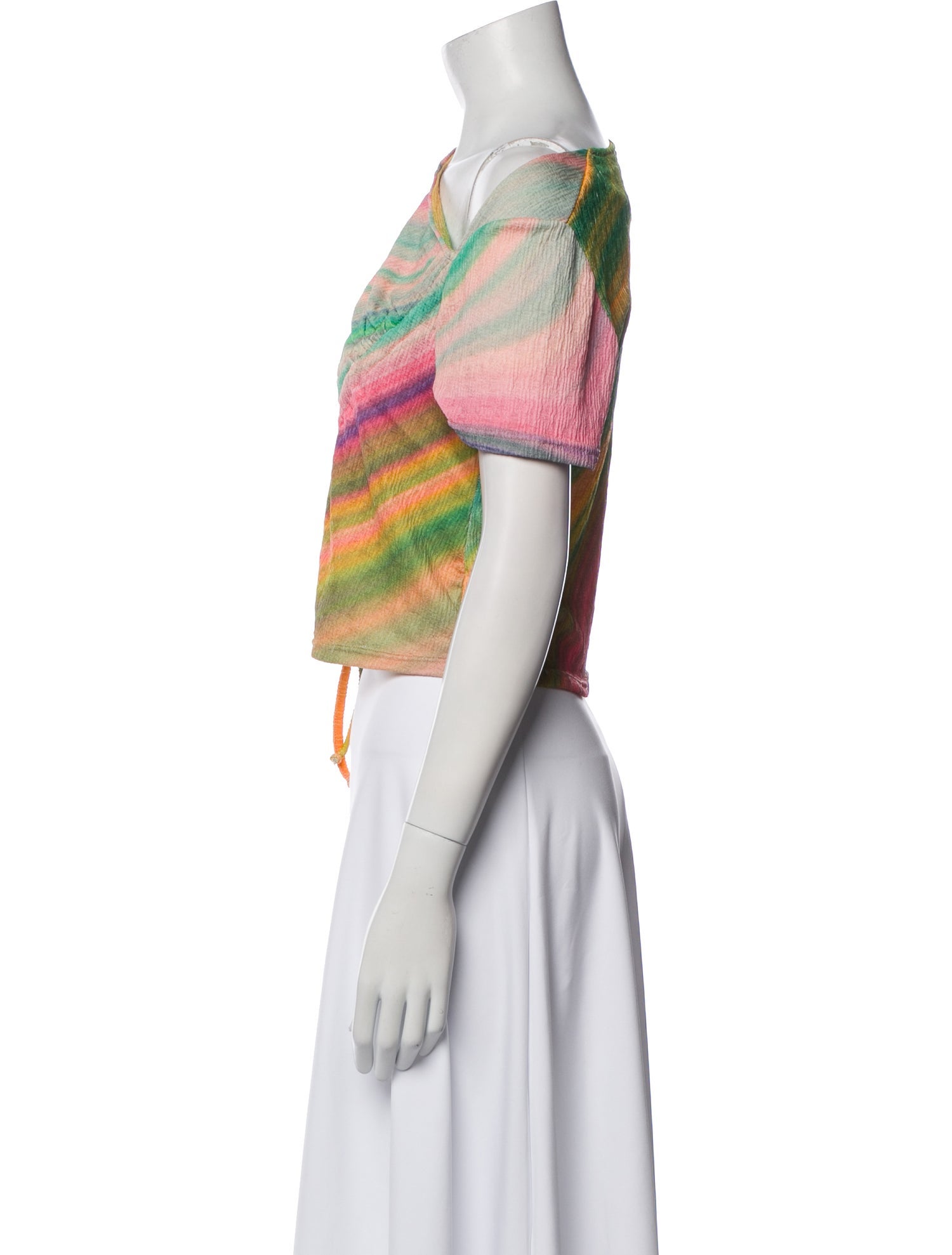 Tach Clothing Striped One-Shoulder Crop Top