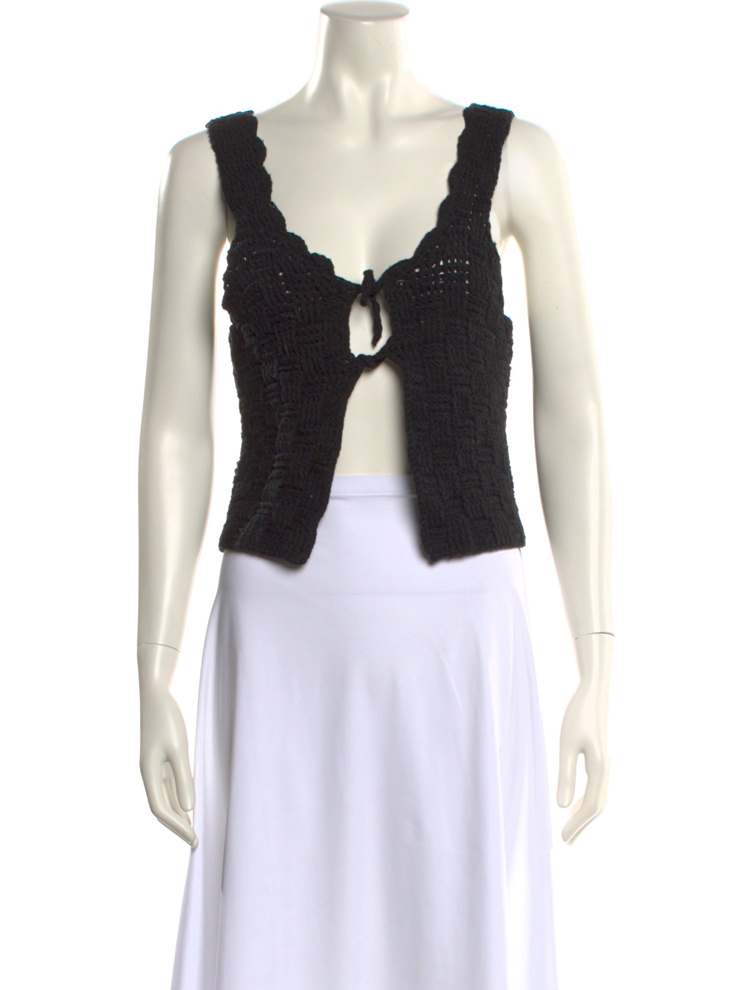 Tach Clothing Crochet V-Neck Crop Top