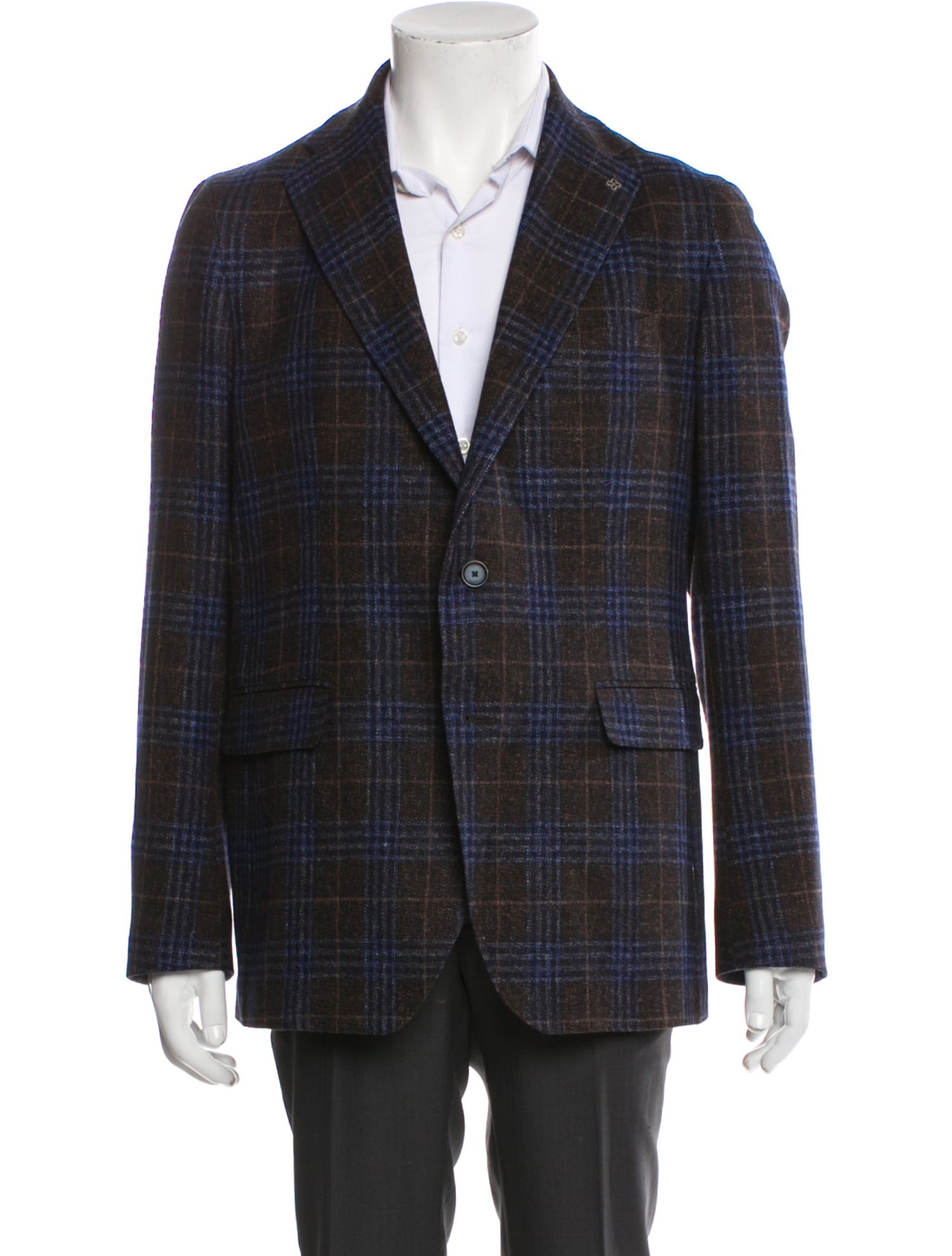 Tagliatore Virgin Wool Plaid Print Blazer