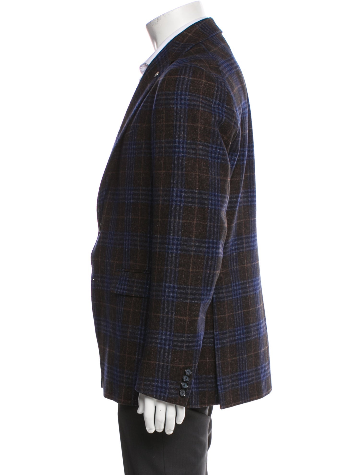 Tagliatore Virgin Wool Plaid Print Blazer