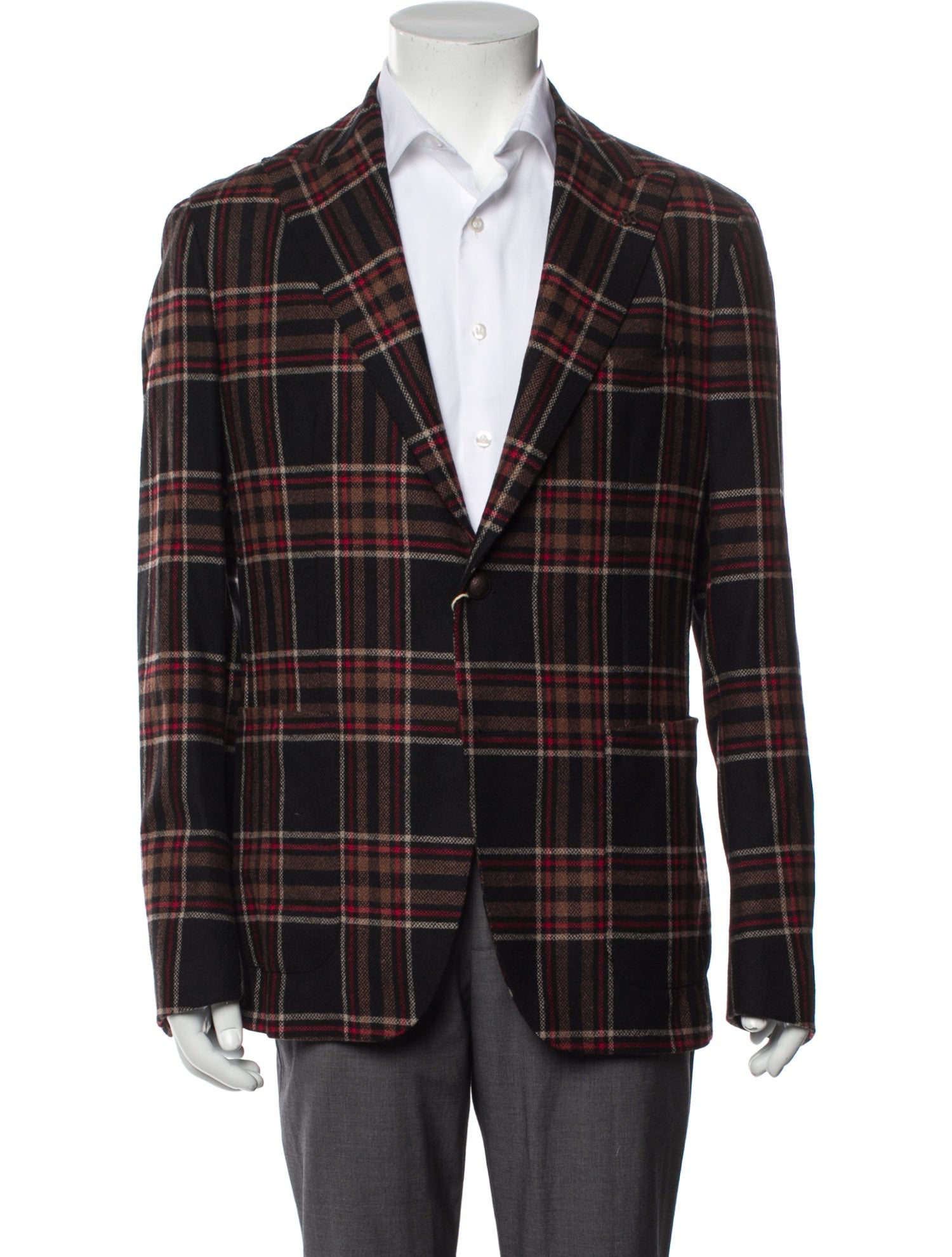 Tagliatore Virgin Wool Plaid Print Sport Coat