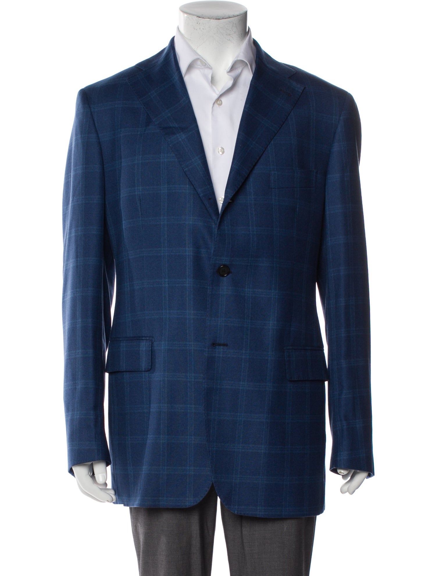 Tagliatore Virgin Wool Plaid Print Blazer