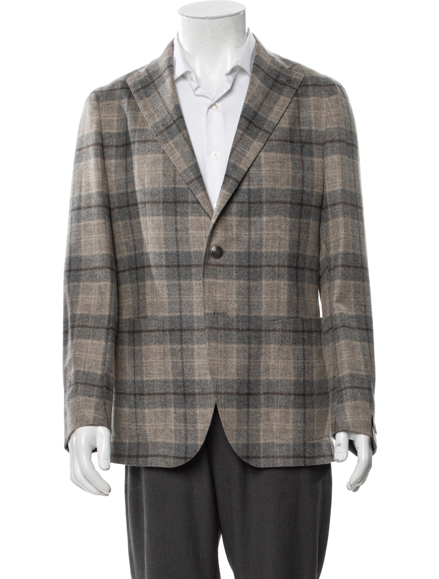 Tagliatore Virgin Wool Plaid Print Blazer