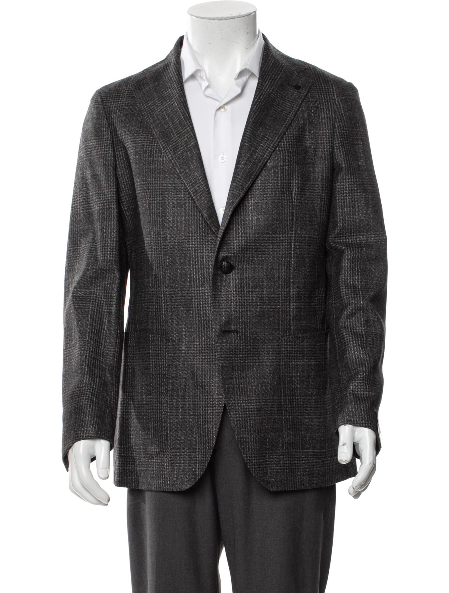 Tagliatore Virgin Wool Plaid Print Blazer