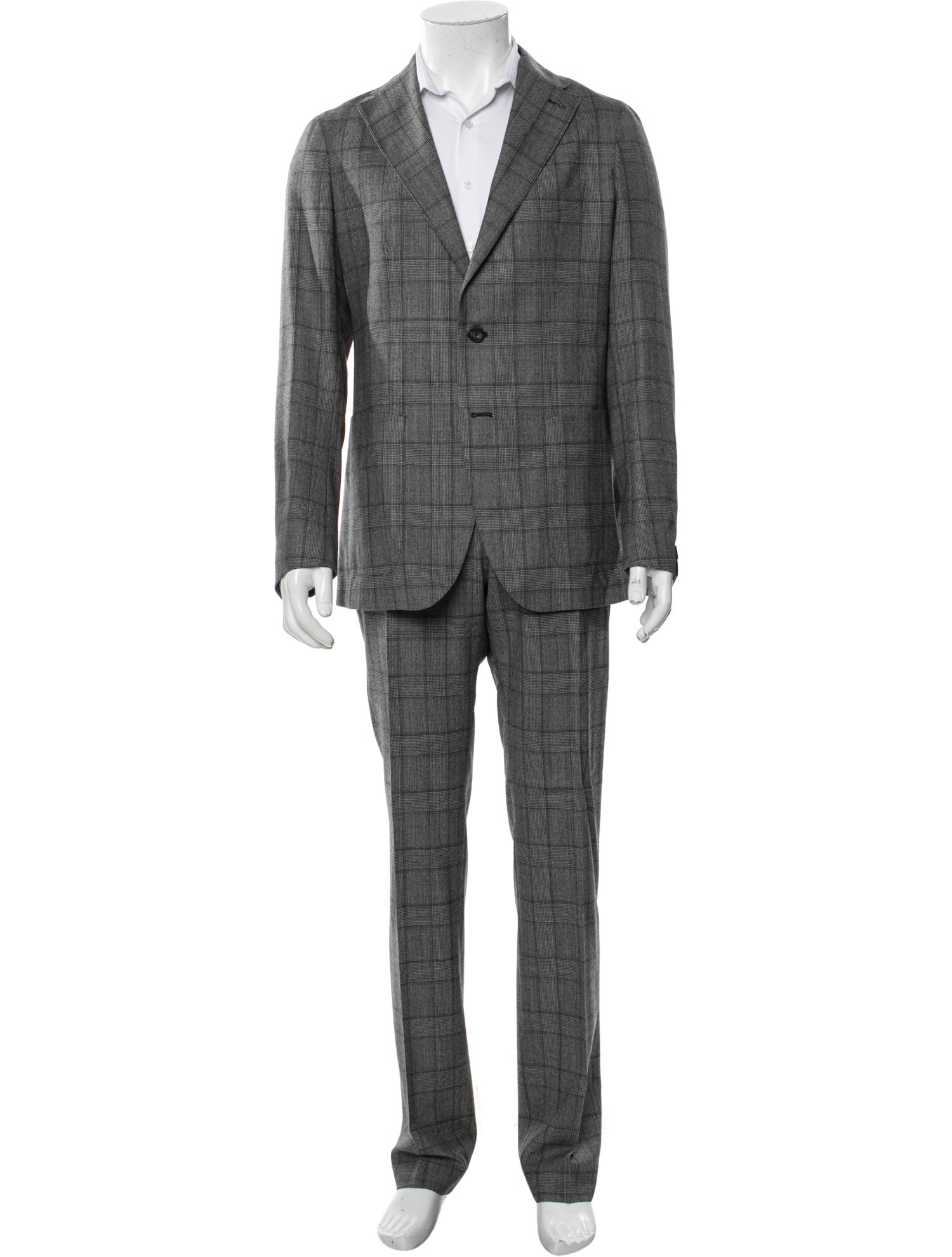 Tagliatore Virgin Wool Plaid Print Two-Piece Suit