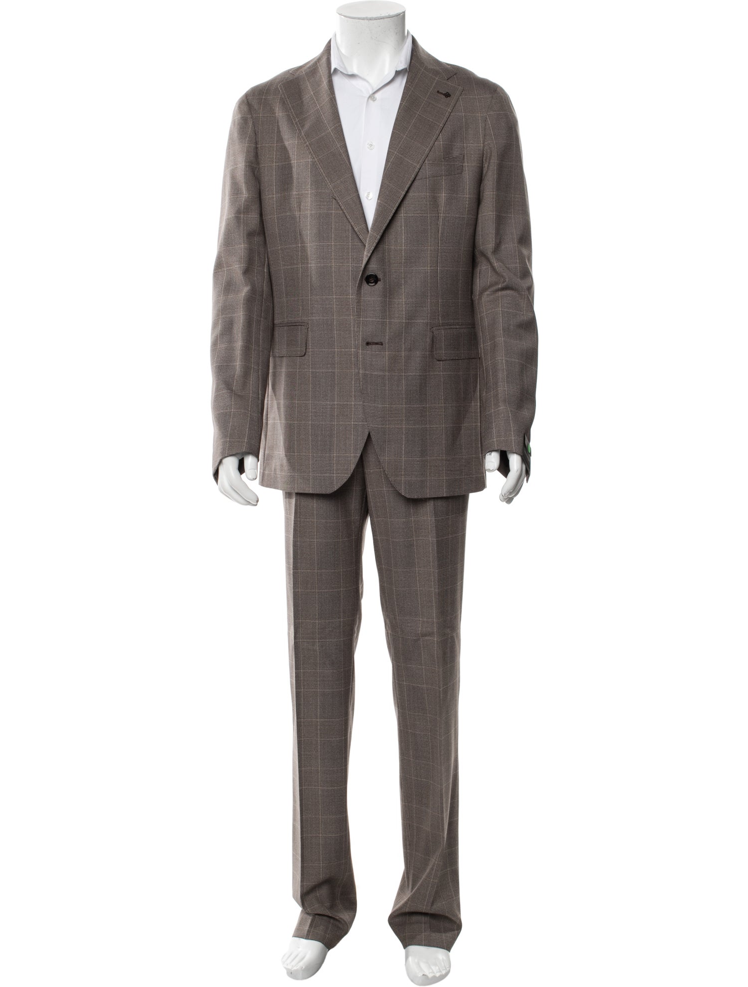 Tagliatore Virgin Wool Plaid Print Two-Piece Suit