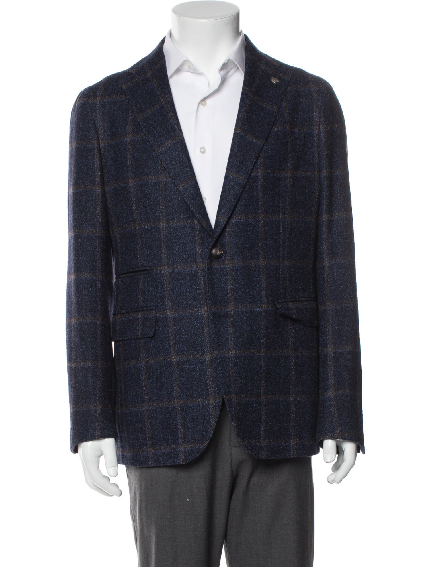 Tagliatore Wool Plaid Print Overcoat