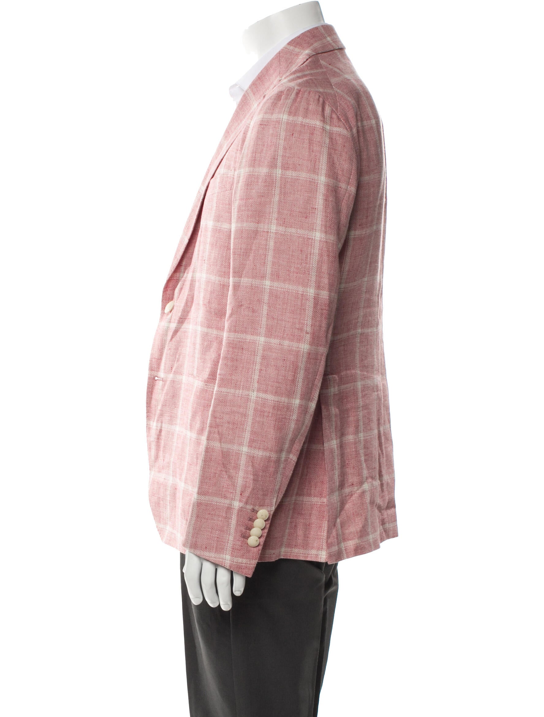 Tagliatore Linen Plaid Print Blazer