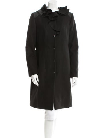 Tahari Leather-Trimmed Knee-Length Dress