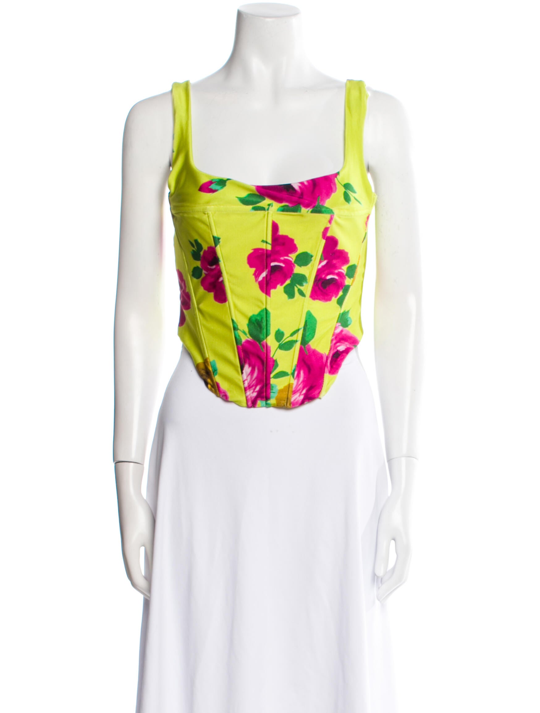 The Andamane Floral Print Square Neckline Crop Top