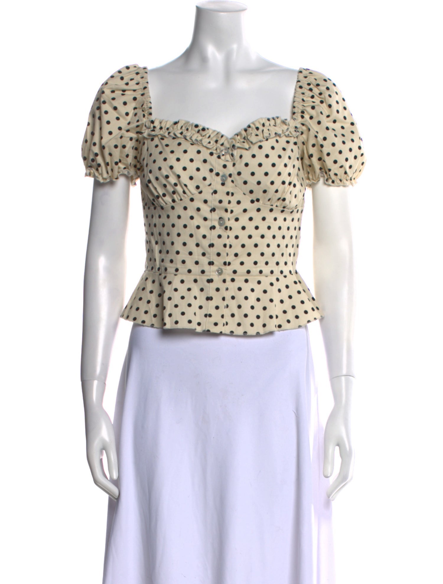 The Andamane Polka Dot Print Square Neckline Crop Top
