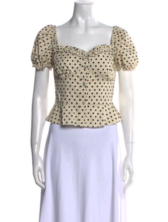 The Andamane Polka Dot Print Square Neckline Crop Top