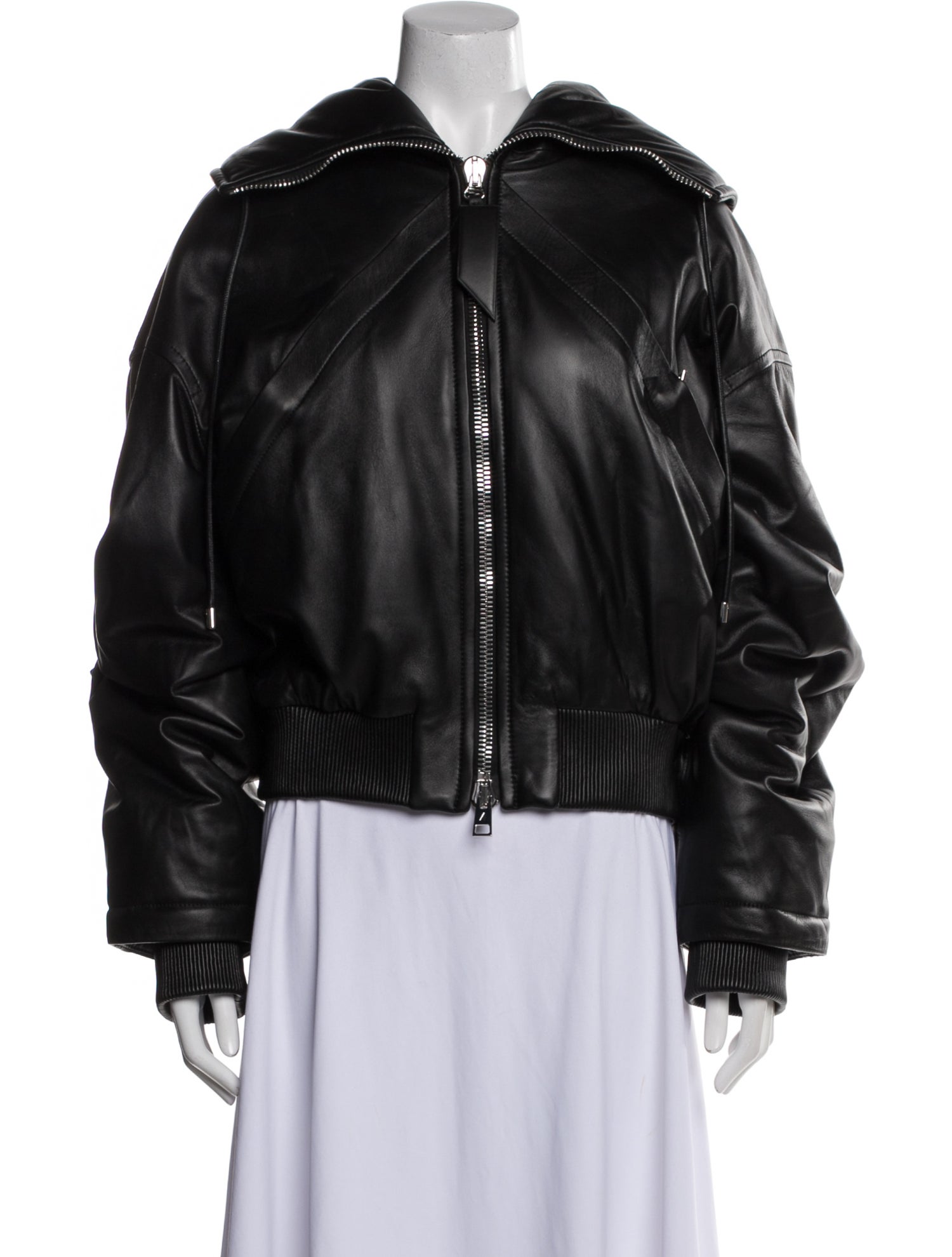 The Attico x Linda Farrow Leather Bomber Jacket