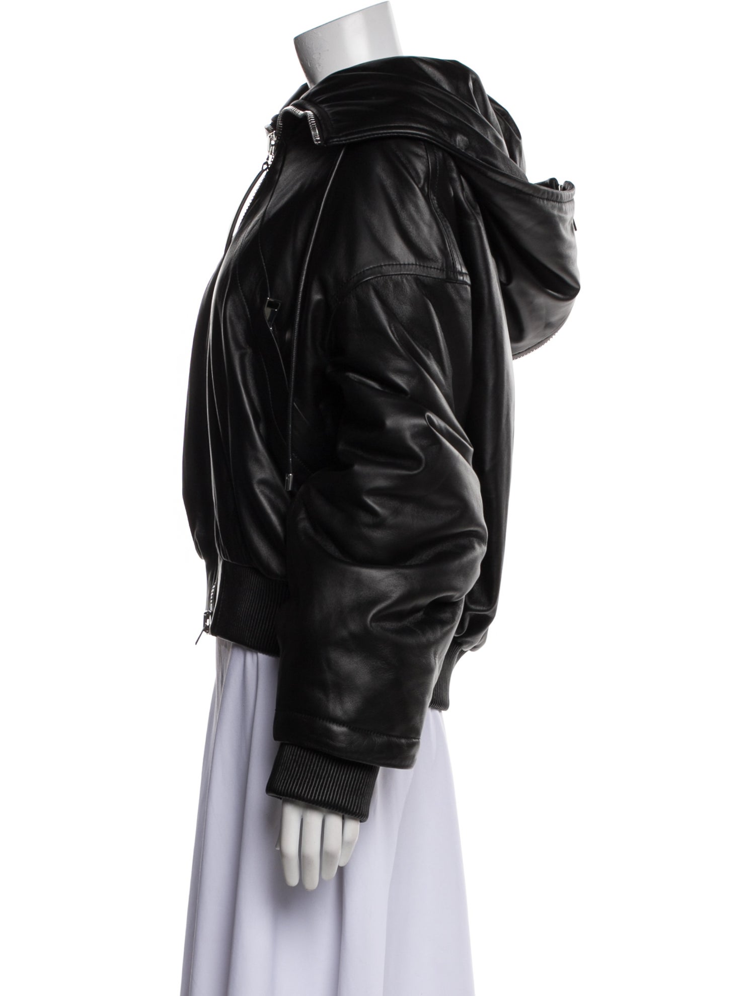 The Attico x Linda Farrow Leather Bomber Jacket