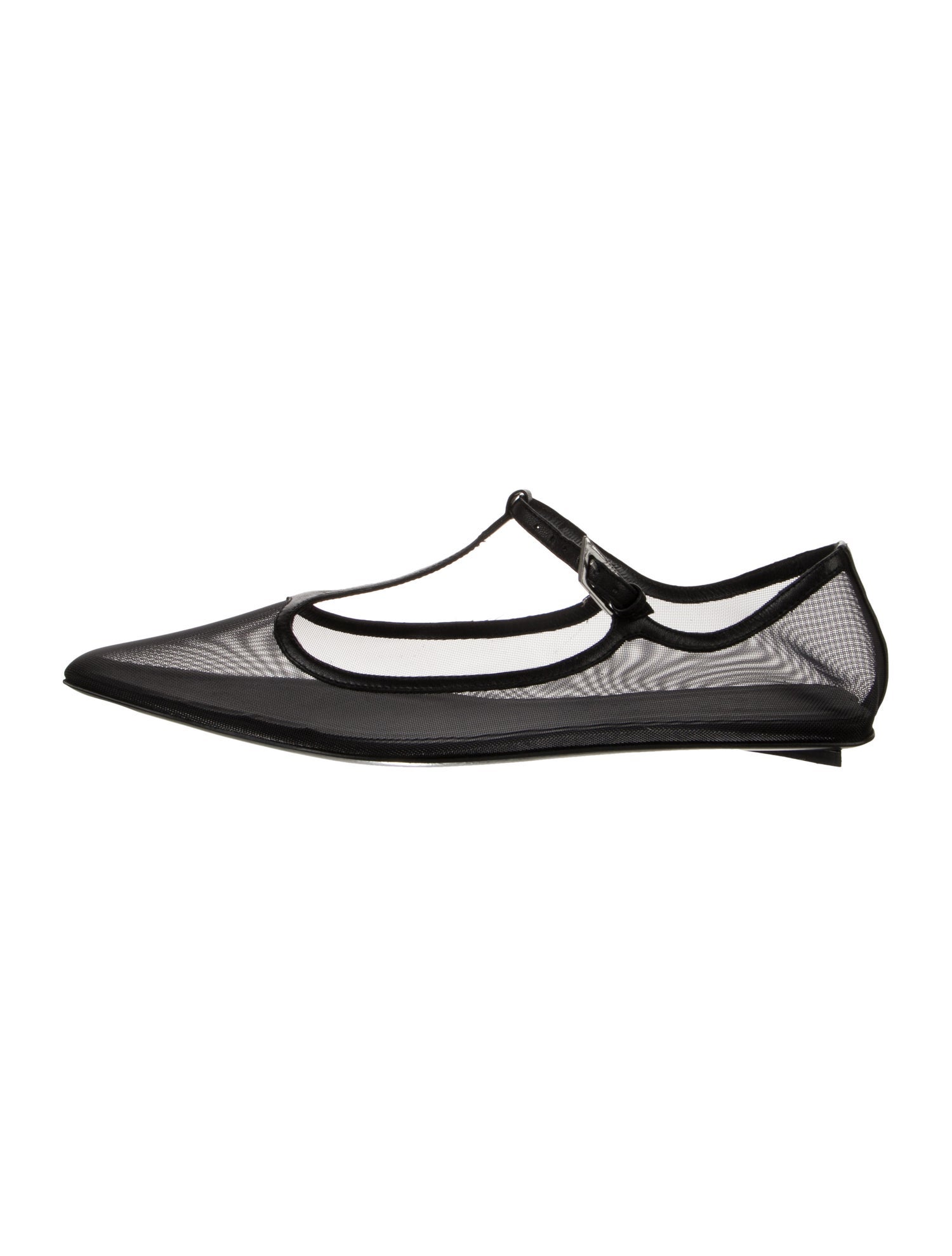 The Attico x Linda Farrow Mesh Leather Trim Embellishment Mary Jane Flats