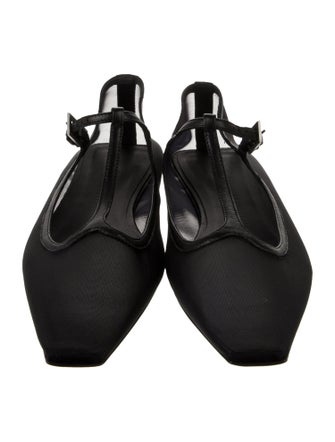 The Attico x Linda Farrow Mesh Leather Trim Embellishment Mary Jane Flats