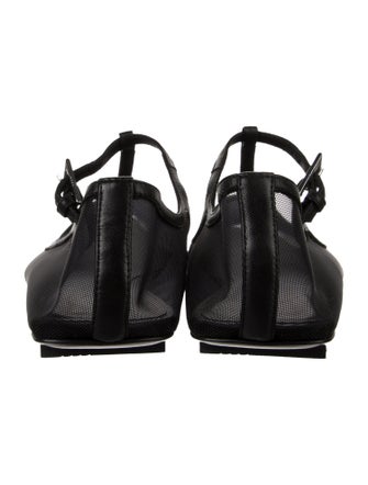 The Attico x Linda Farrow Mesh Leather Trim Embellishment Mary Jane Flats