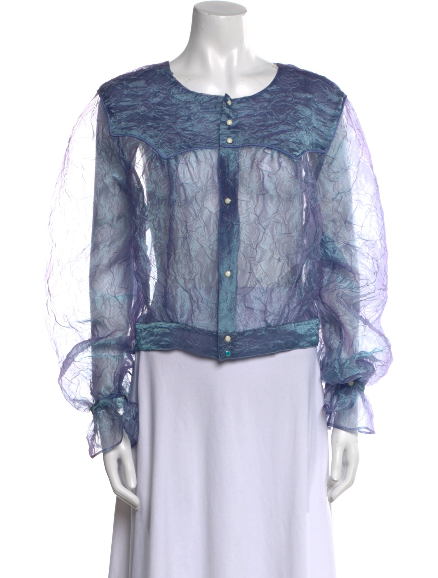 Tanaka Lace Pattern Crew Neck Button-Up Top w/ Tags