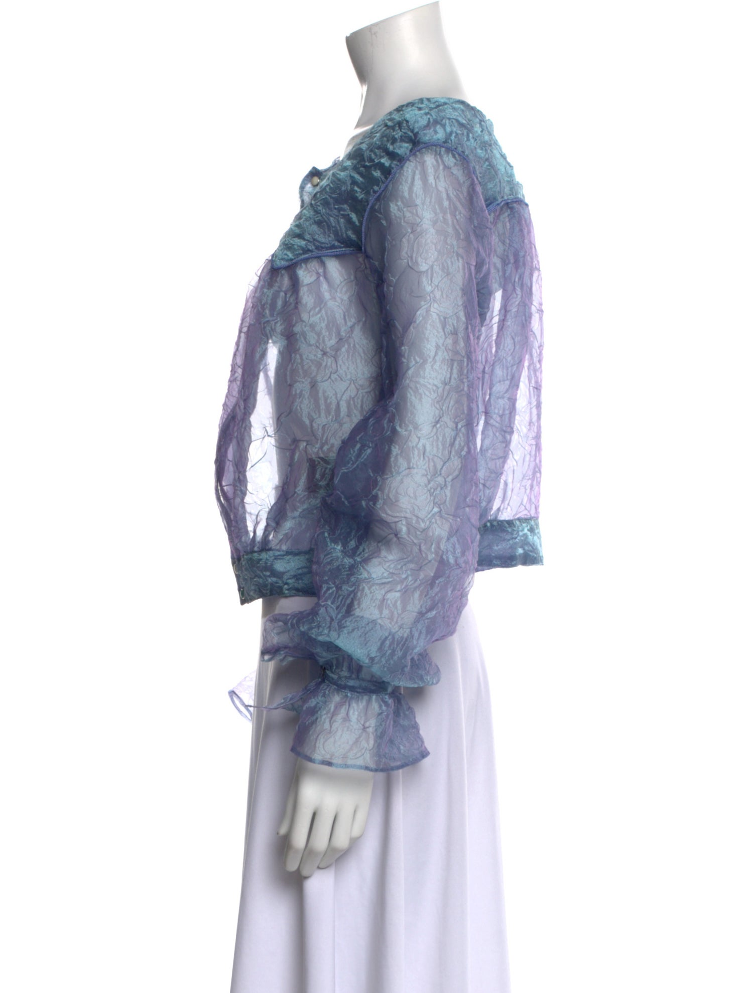 Tanaka Lace Pattern Crew Neck Button-Up Top w/ Tags