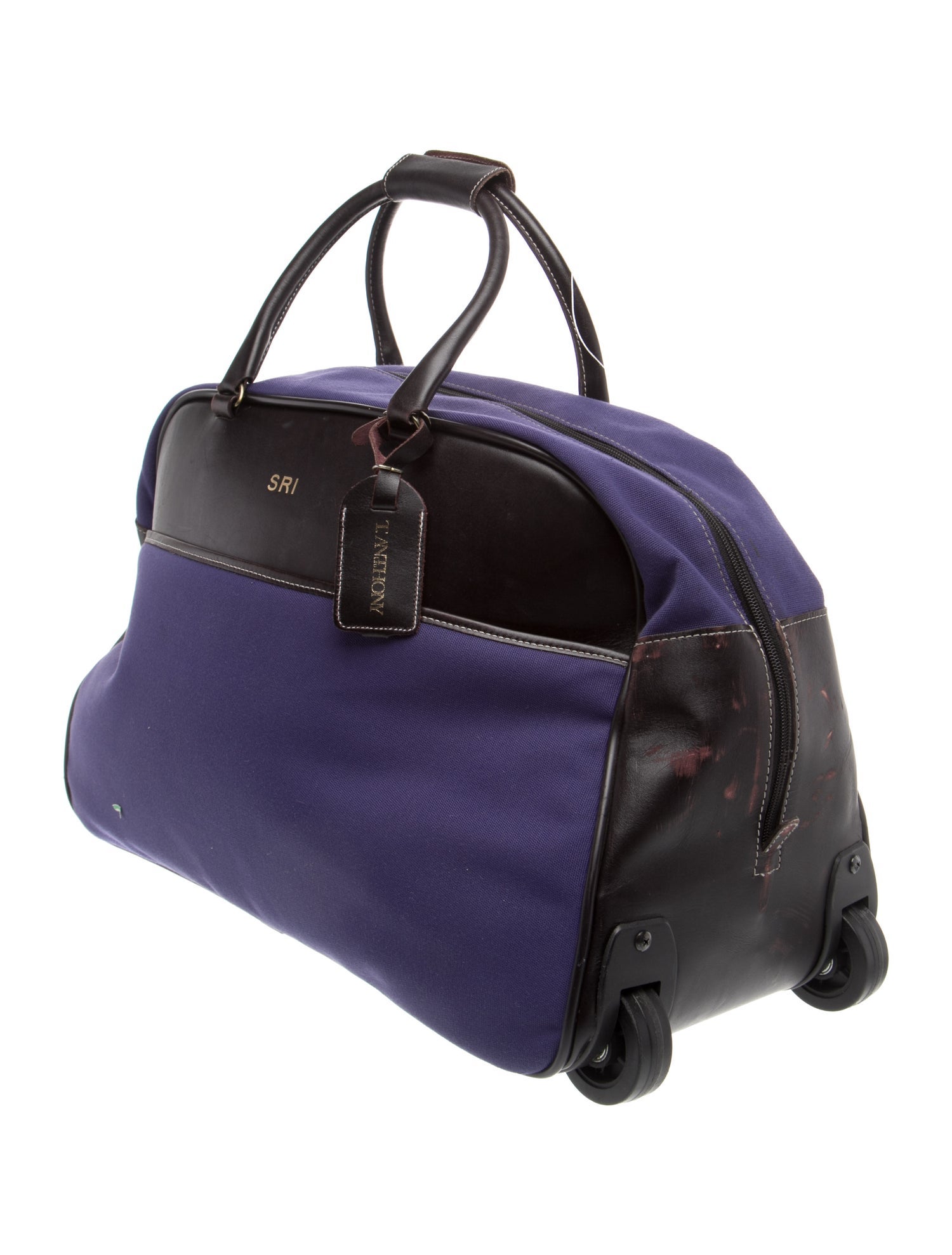 T. Anthony New York Violet Canvas And Leather Classic Duffle Bag With Wheels