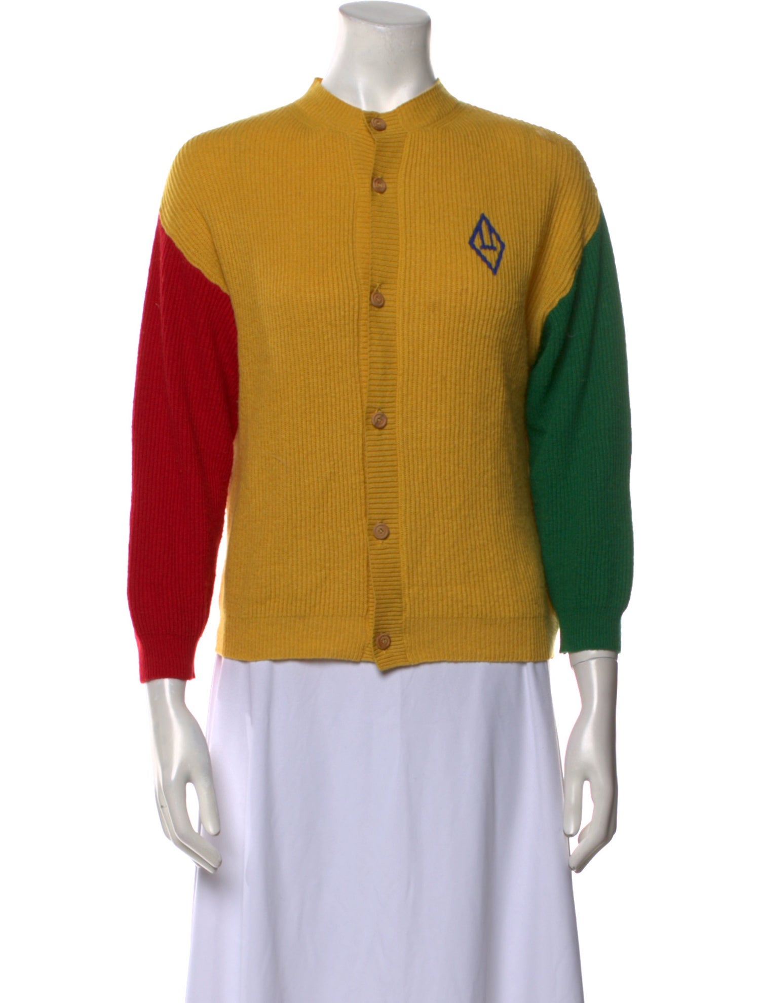 The Animals Observatory Colorblock Pattern Mock Neck Sweater