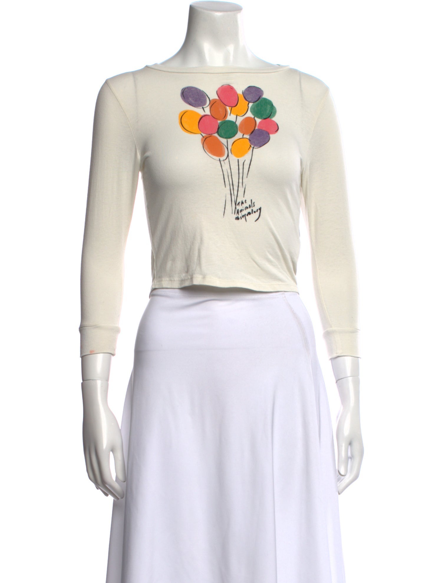 The Animals Observatory Graphic Print Scoop Neck Crop Top