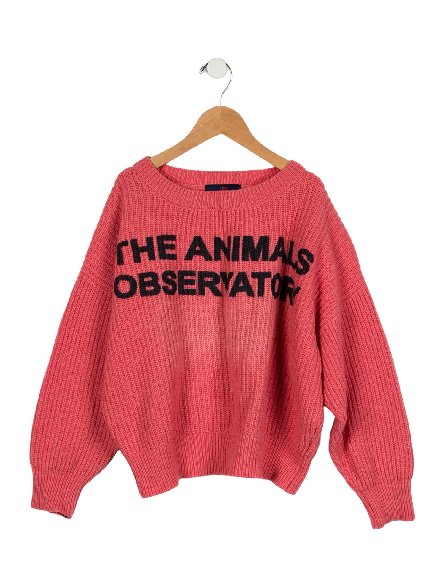 The Animals Observatory Kids Girls' Pink Graphic Wool Sweater